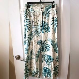 Tropical print linen pants. NWOT